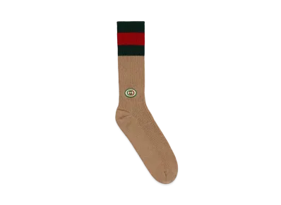 GUCCI Wool Socks With Interlocking G Patch "Camel"