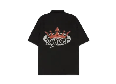 9090 King Logo Open Collar Shirts "Black"