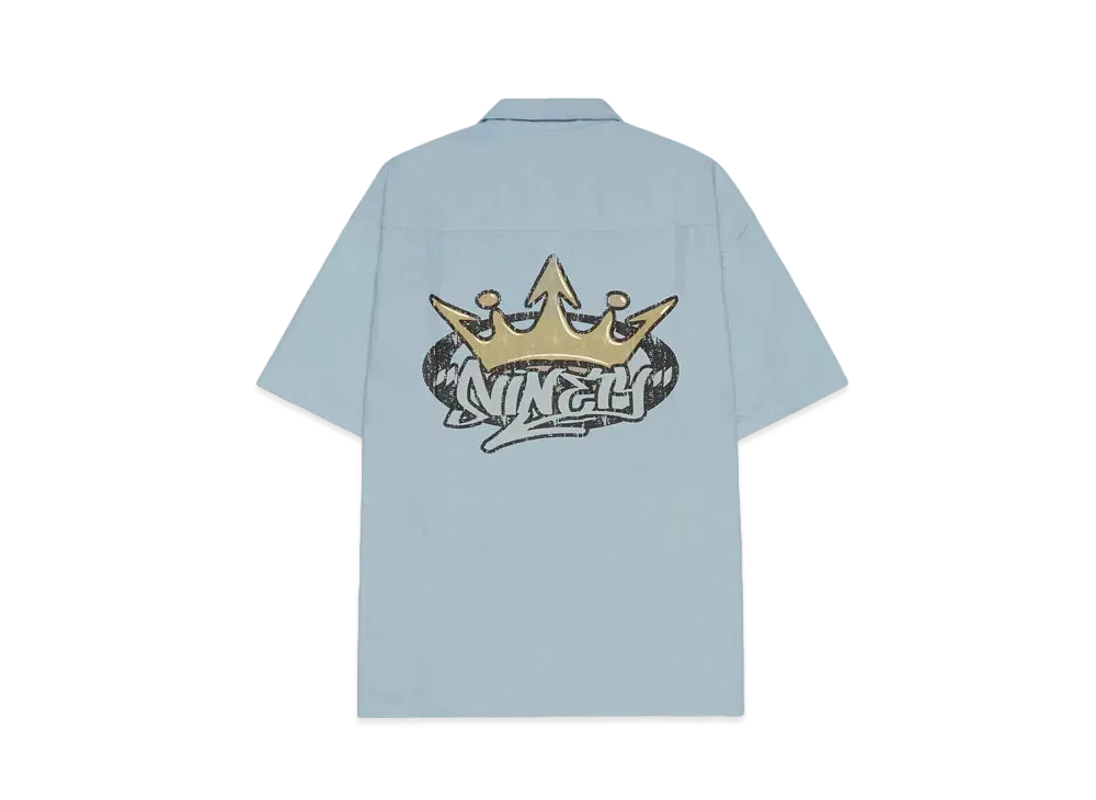 9090 King Logo Open Collar Shirts "Light blue"