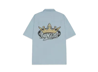 9090 King Logo Open Collar Shirts "Light blue"