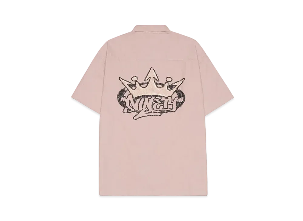 9090 King Logo Open Collar Shirts "Salmon pink"