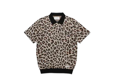 WACKO MARIA Leopard Knit Jacquard Polo Shirt "Beige"