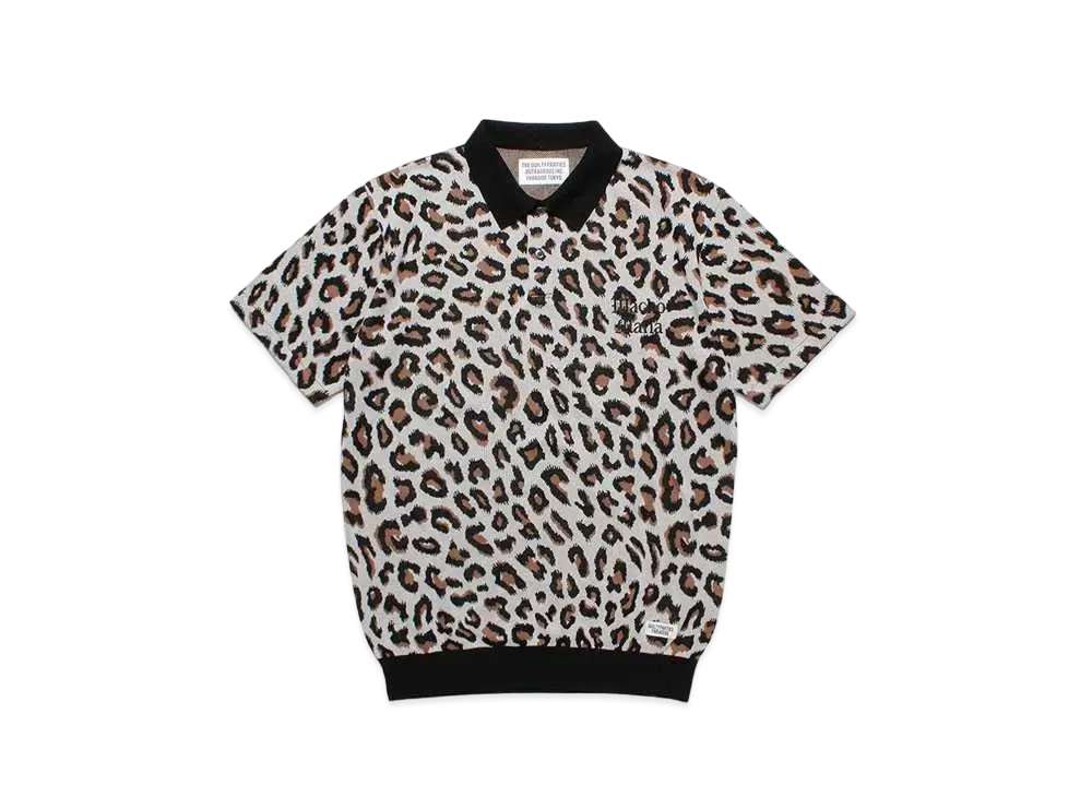 WACKO MARIA Leopard Knit Jacquard Polo Shirt "Ivory"