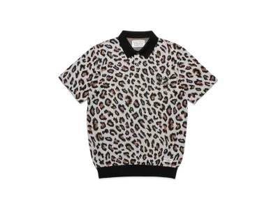 WACKO MARIA Leopard Knit Jacquard Polo Shirt "Ivory"