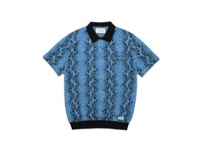 WACKO MARIA Python Knit Jacquard Polo Shirt "Blue"