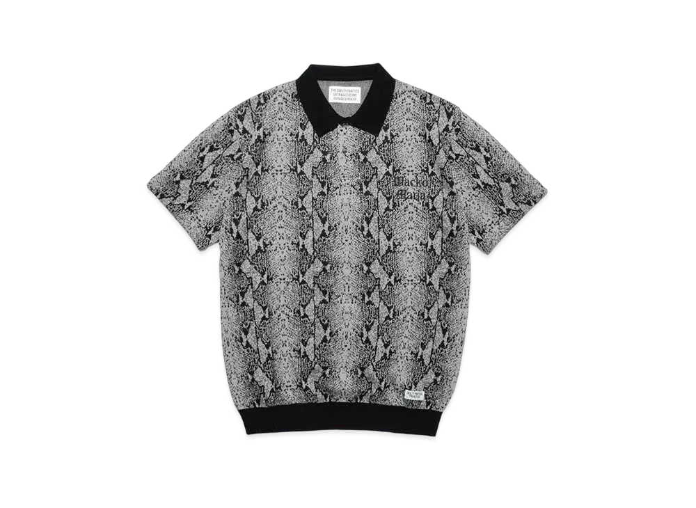 WACKO MARIA Python Knit Jacquard Polo Shirt "Gray"