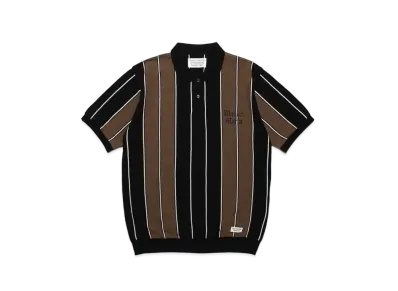 WACKO MARIA Striped Knit Jacquard Polo Shirt "Brown"