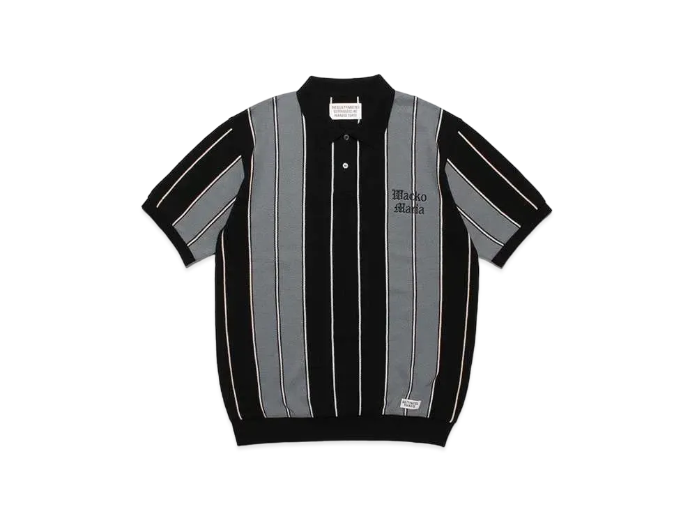 WACKO MARIA Striped Knit Jacquard Polo Shirt 