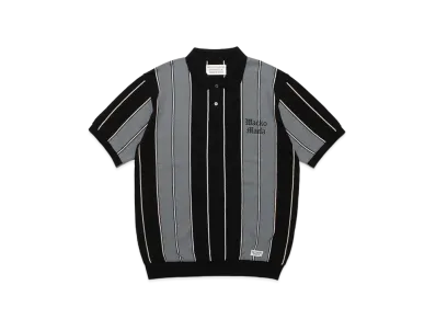 WACKO MARIA Striped Knit Jacquard Polo Shirt "Gray"