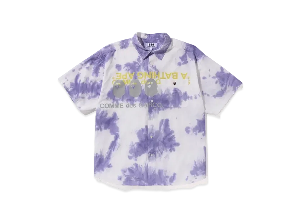 A BATHING APE x CDG OSAKA Tie Dye Loose Fit S/S Shirt "Purple"