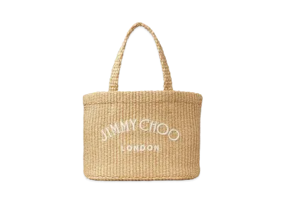 Jimmy Choo Beach Tote Mini Raffia Mini Tote Bag With Jimmy Choo Embroidery "Natural/Latte"