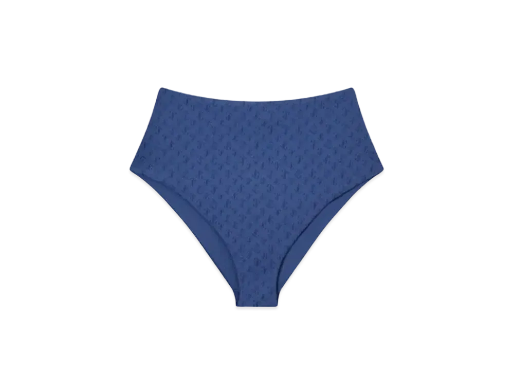 Jimmy Choo Suma JC Monogram Recycled Nylon and Lycra Bikini Brief "Smoky Blue"