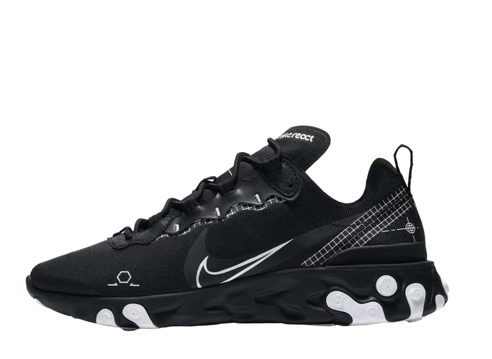 ナイキ リアクト エレメント 55 リバース "スケマティック ブラック"