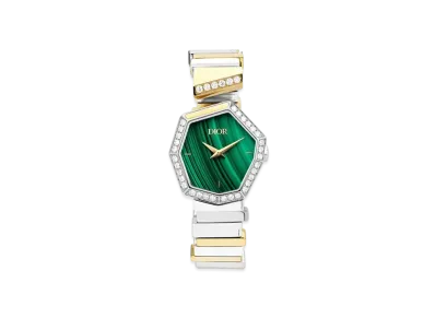 Dior Gem Dior 27mm Malachite and Diamonds "Steel/Yellow Gold"