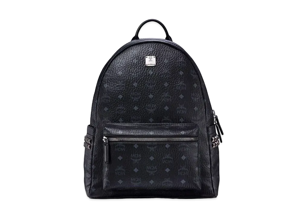 MCM Stark Side Studs Backpack In Visetos "Black"