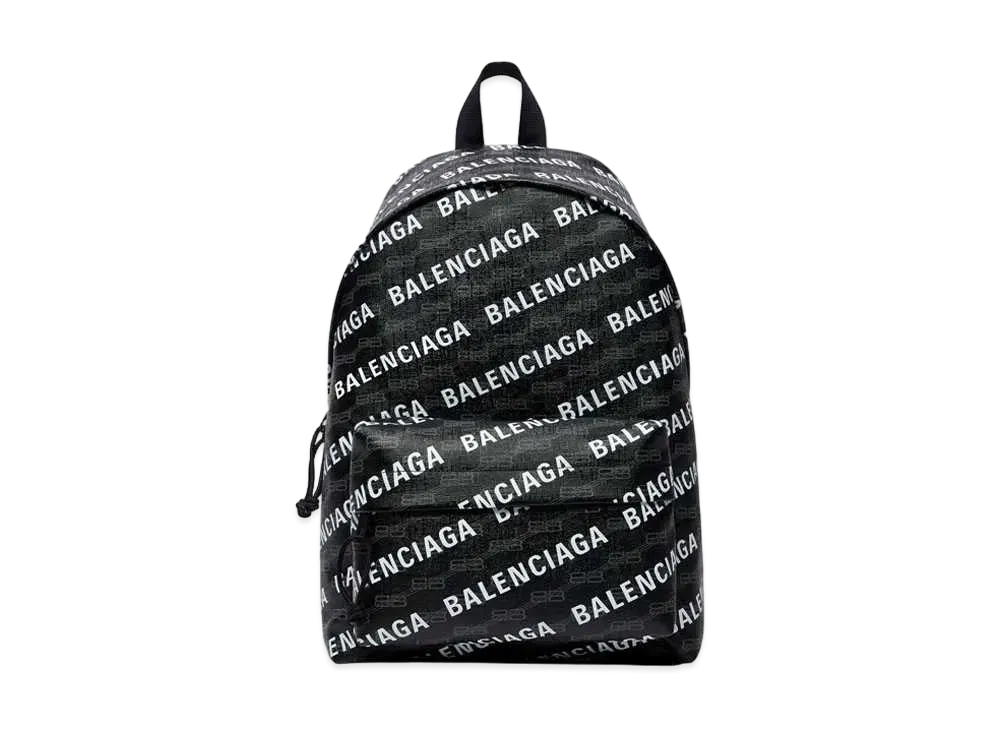 BALENCIAGA Signature Medium Beltbag In BB Monogram Coated Canvas With White Printed Allover Logo "Black/Grey"