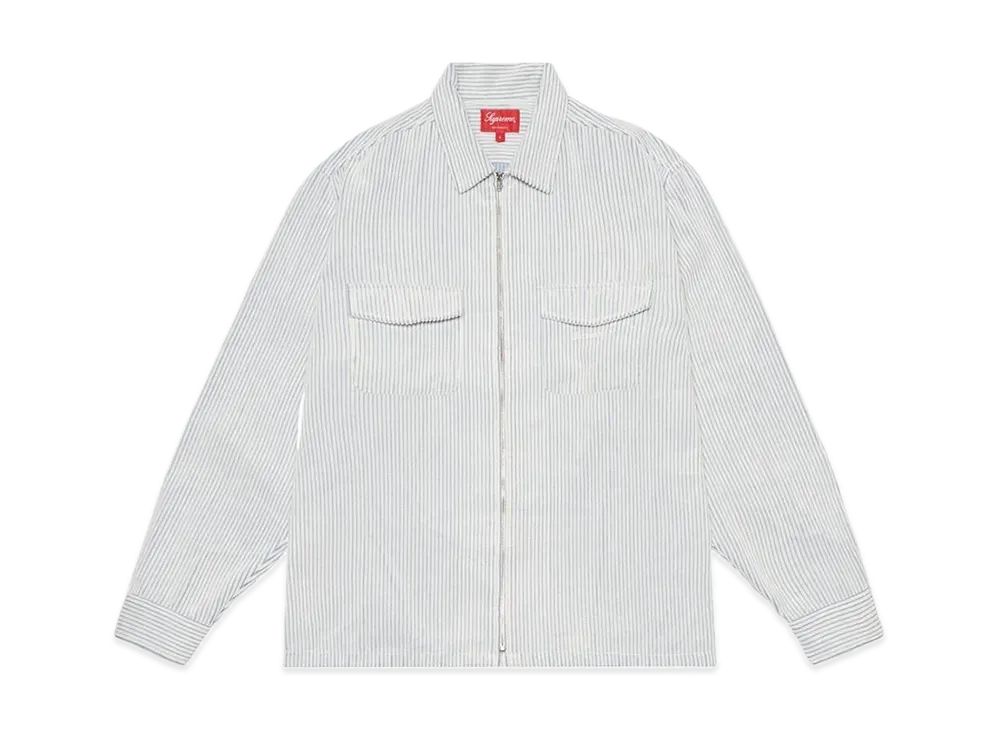 Supreme 2-Tone Corduroy Zip Up Shirt "White"
