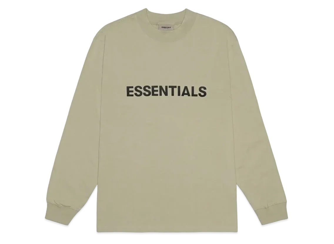 FEAR OF GOD ESSENTIALS 3D Silicon Applique Boxy Long Sleeve T-Shirt "Alfalfa Sage"