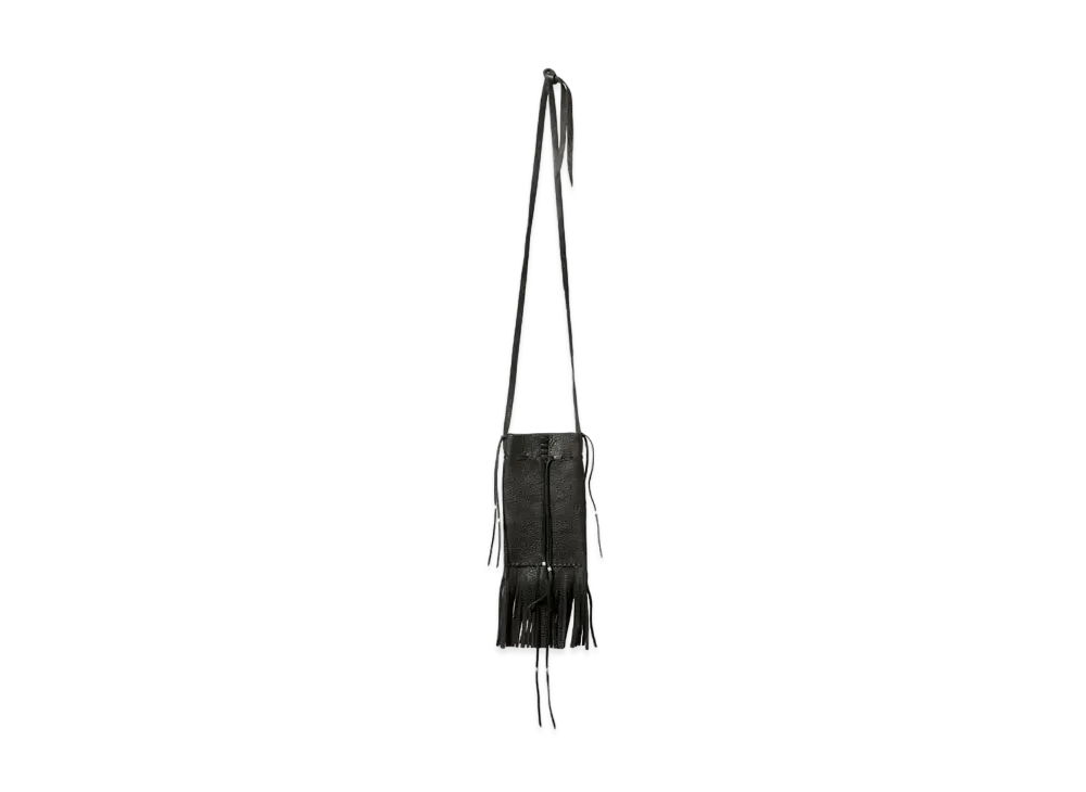 Needles x AMARILLO Fringed Neck Pouch - Deerskin "Black/White"