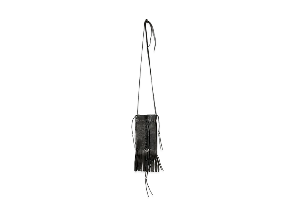 Needles x AMARILLO Fringed Neck Pouch - Deerskin "Black/Pink"