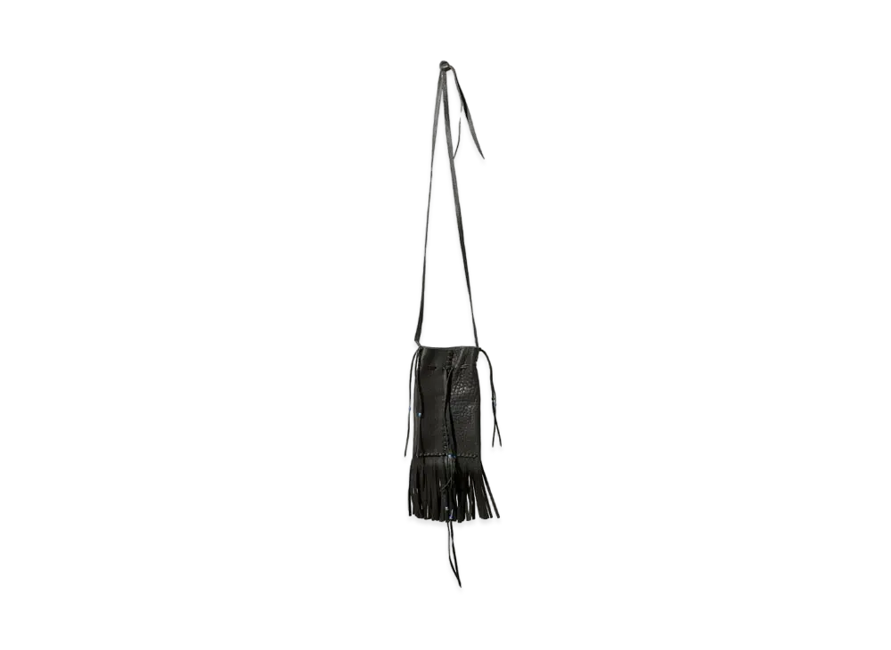 Needles x AMARILLO Fringed Neck Pouch - Deerskin "Black/Blue"
