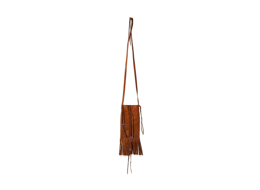 Needles x AMARILLO Fringed Neck Pouch - Deerskin "Brown/Blue"