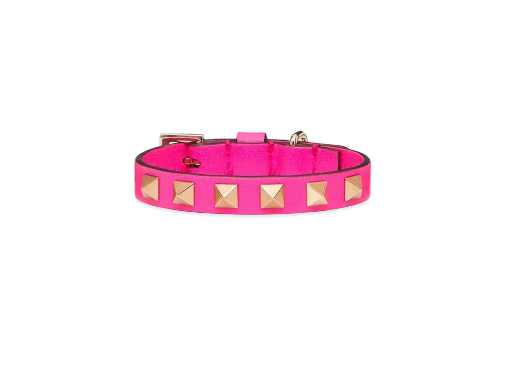 Valentino Rockstud Pet Collar 12mm "Fuchsia"