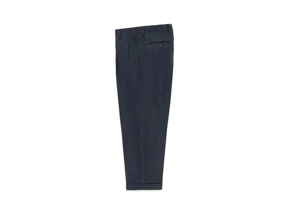 WACKO MARIA Dormeuil / Striped Double Pleated Trousers "Blue"