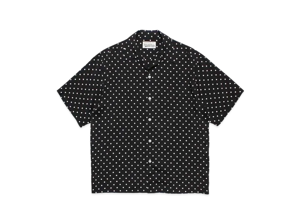 WACKO MARIA Small Dots Open Collar Shirt "Black"