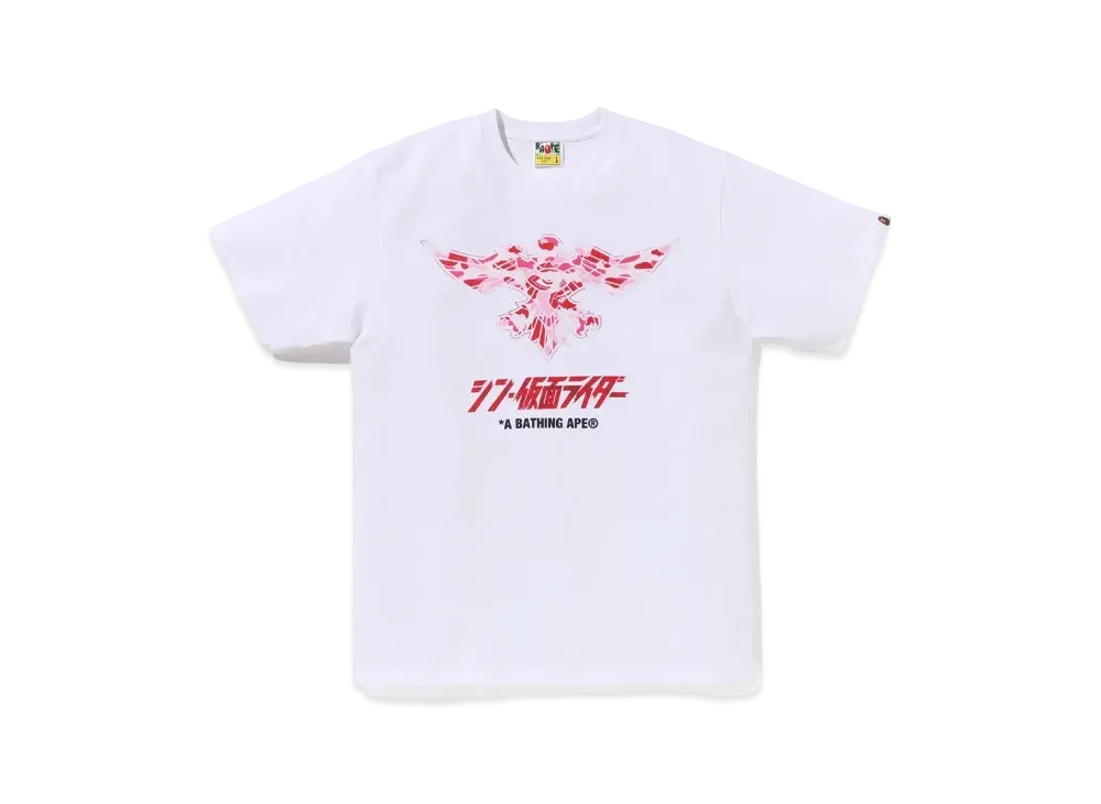 A BATHING APE x Shin Kamen Rider Shocker Emblem Tee "White/Pink"