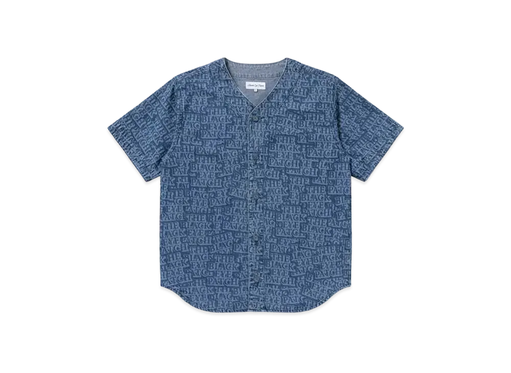 Black Eye Patch Sticker Covered Denim Baseball Shirts "Indigo"