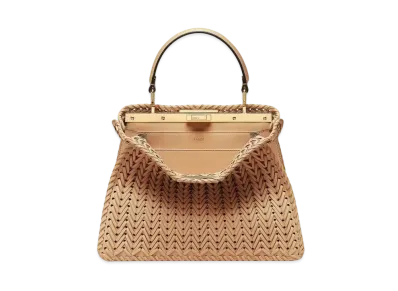 FENDI Peekaboo ISeeU Medium Interlace Leather Bag "Brown"