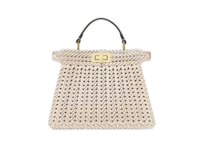 FENDI Peekaboo ISeeU Small Interlace Leather Bag "Camellia"