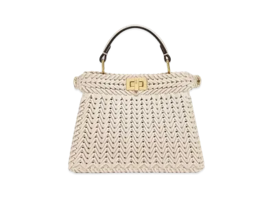 FENDI Peekaboo ISeeU Petite Interlace Leather Bag "Camellia"