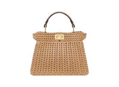 FENDI Peekaboo ISeeU Petite Interlace Leather Bag "Brown"