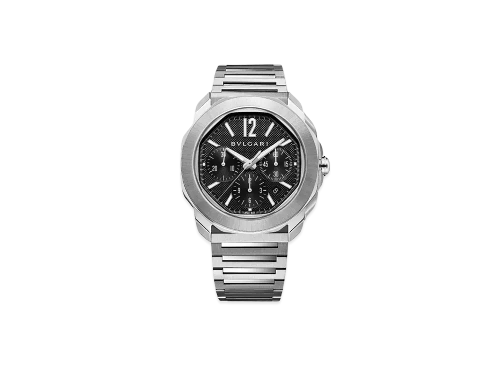 BVLGARI Octo Roma Chronograph Watch "Silver/Black"