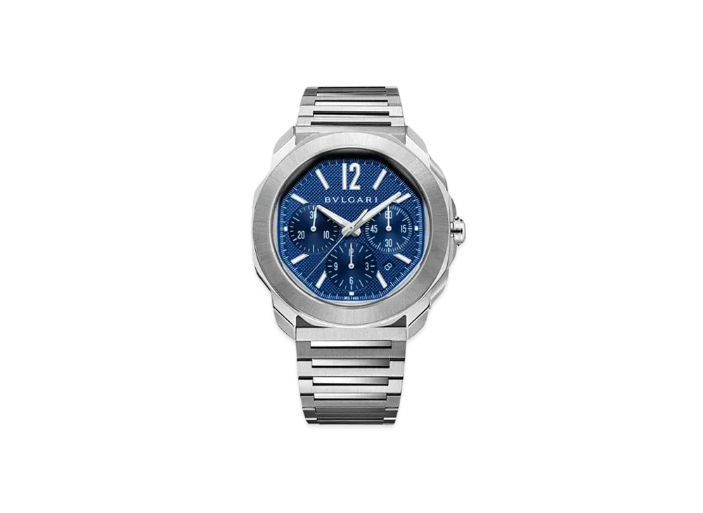 BVLGARI Octo Roma Chronograph Watch "Silver/Blue"