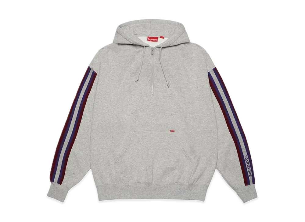 Supreme Half Zip Hooded Sweatshirt "Heather Grey"