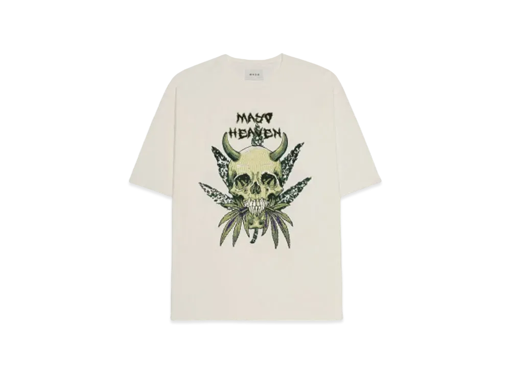 MAYO Devil Skull Embroidery Shore Sleeve Tee "WHITE"