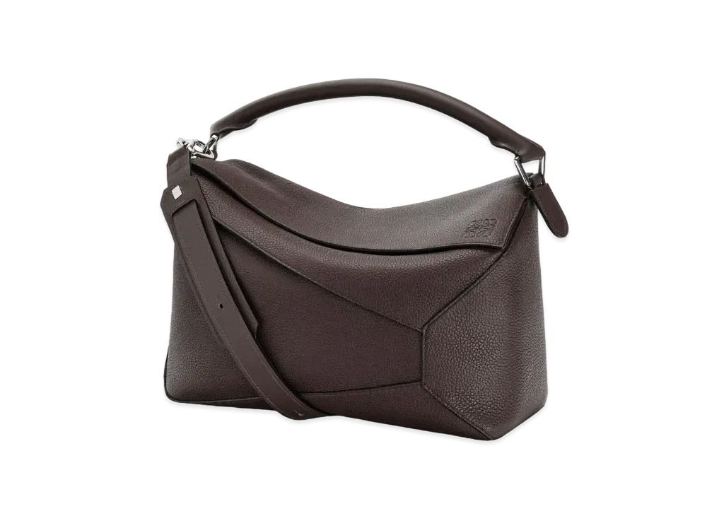 LOEWE Large Puzzle Edge Bag In Grained Calfskin "Chocolate"