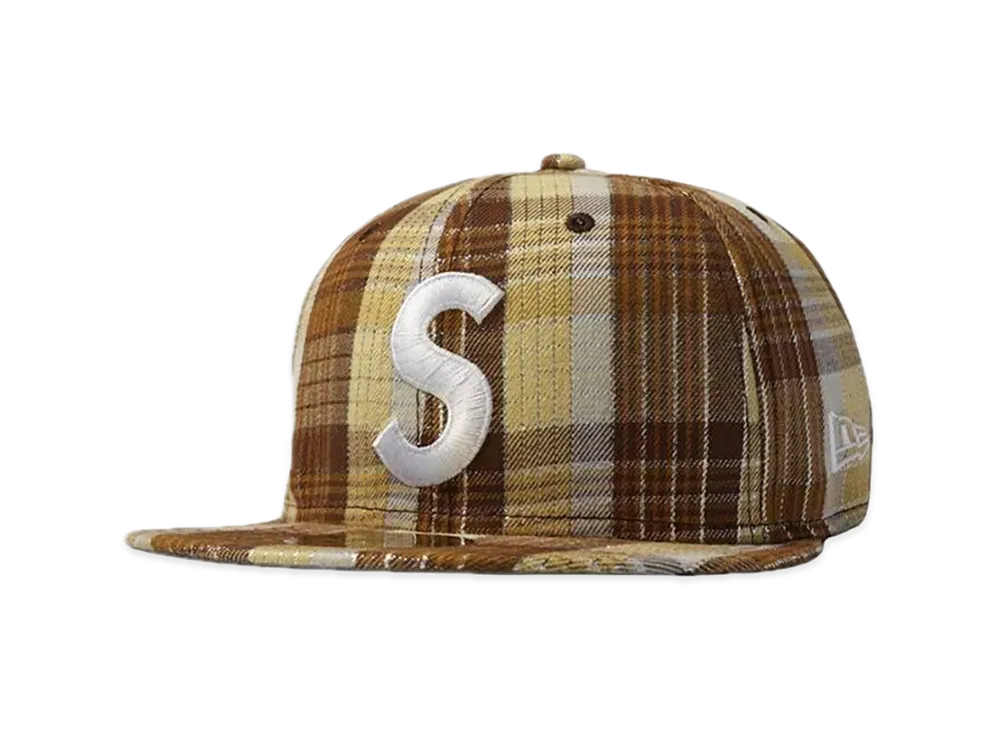 Supreme Metallic Plaid S Logo New Era "Brown"