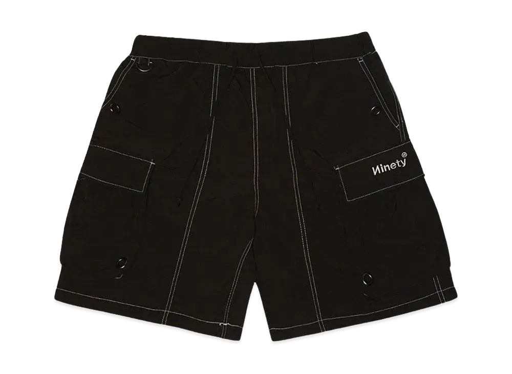 9090 Tech Logo Nylon Half Pants "Black"