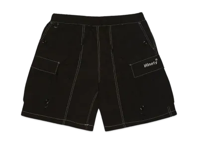 9090 Tech Logo Nylon Half Pants "Black"