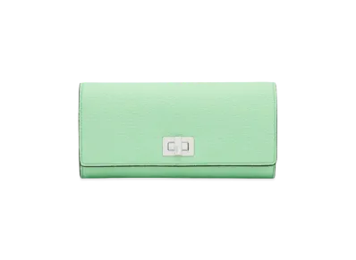 FENDI Peekaboo Continental Leather Wallet "Green/Light Green"