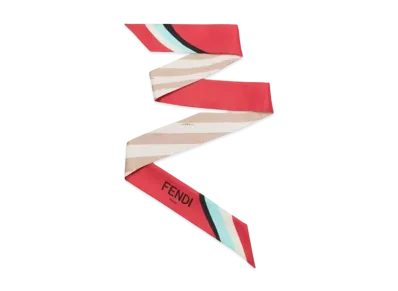 FENDI Wrappy Organic Silk Bandeau "Beige/Cream/Red"
