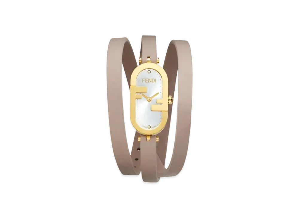 FENDI O’Lock Vertical 14.80 x 28.30mm Oval Watch With O’Lock Logo "Beige"
