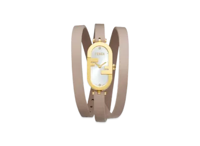 FENDI O’Lock Vertical 14.80 x 28.30mm Oval Watch With O’Lock Logo "Beige"