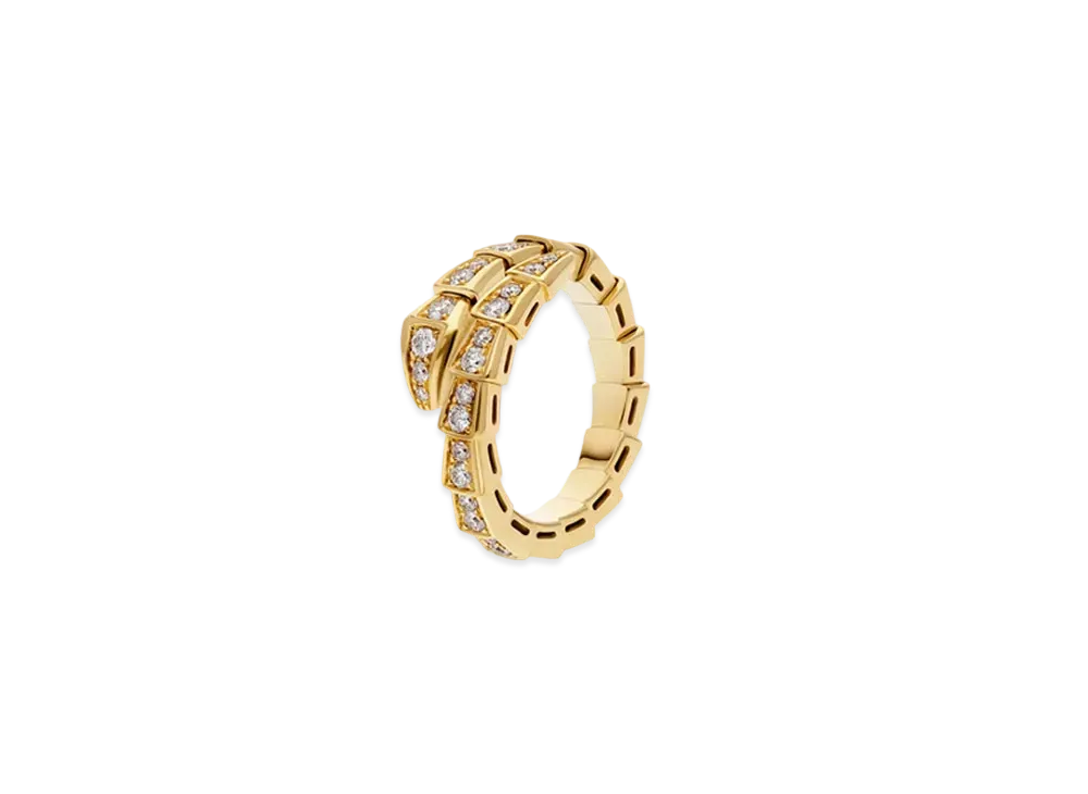 BVLGARI Serpenti Viper Ring Pave Diamonds "Yellow Gold"