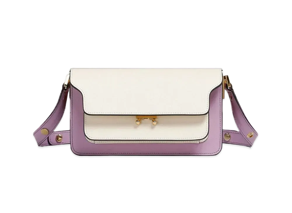 Marni Saffiano Leather EW Trunk Bag "Talc/Lightlila"