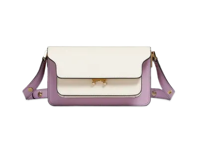 Marni Saffiano Leather EW Trunk Bag "Talc/Lightlila"